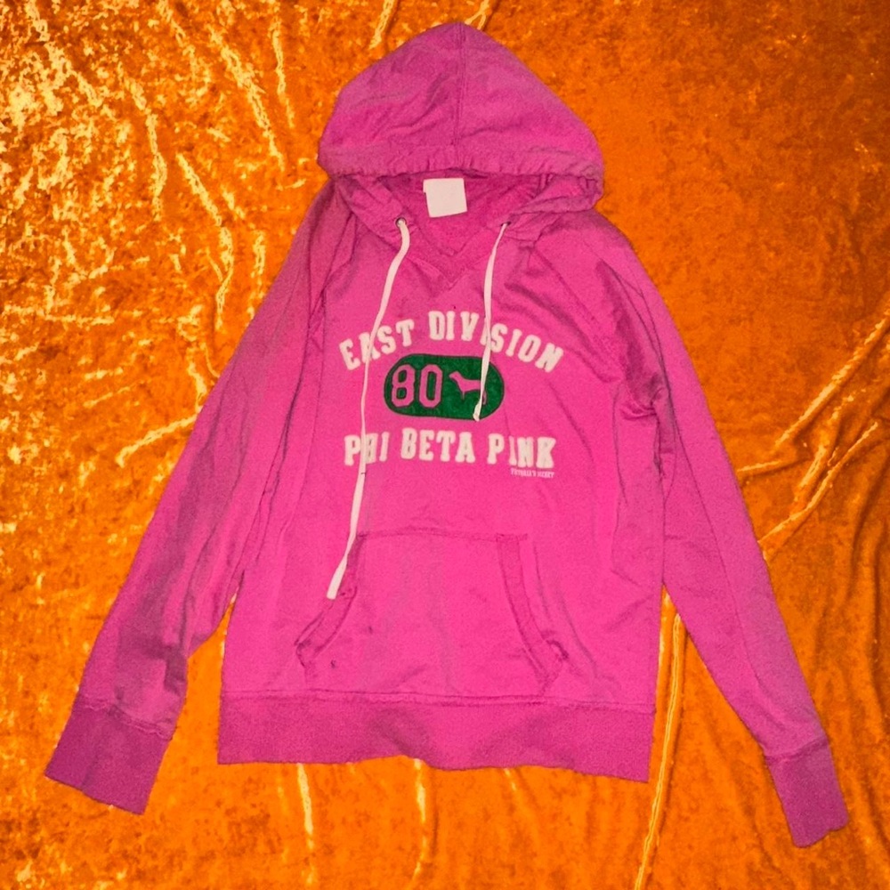 victorias secret vs pink puffy fuzzy embroidery pullover hoodie